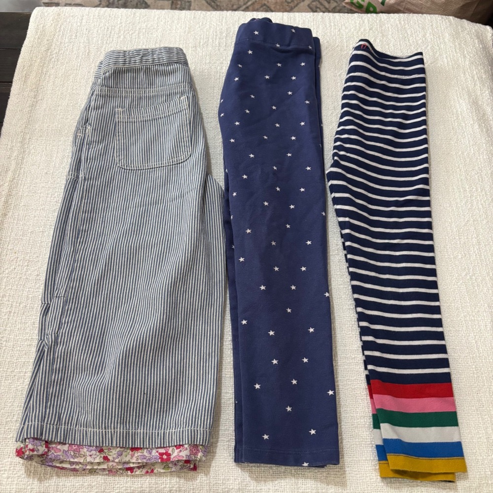 Mini Boden Kids Pants Bundle Size 5-6Y Hickory Stripe Star Rainbow Leggings 3pc